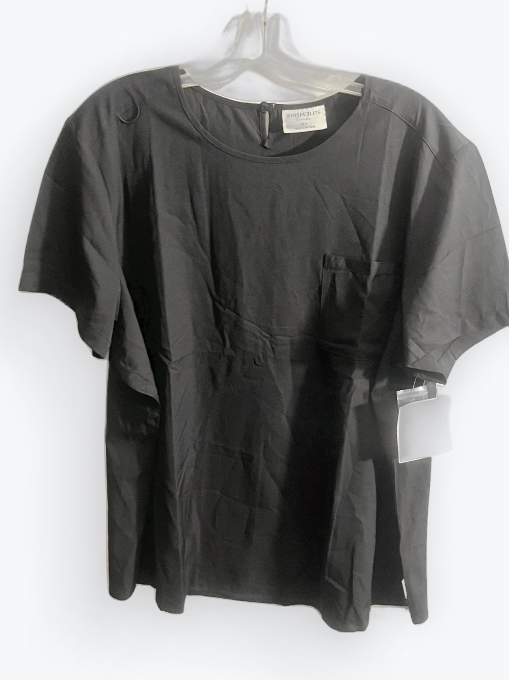 WhisperLite Scrubs Black Short Sleeve Pocket Top Size 2X